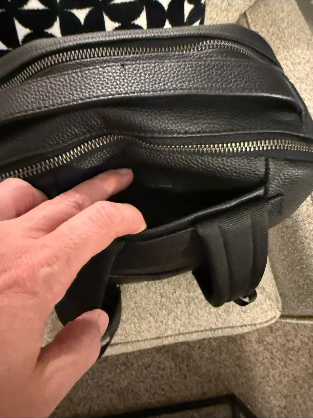 Black Leather Men's Backpack - Sleek Everyday Bag